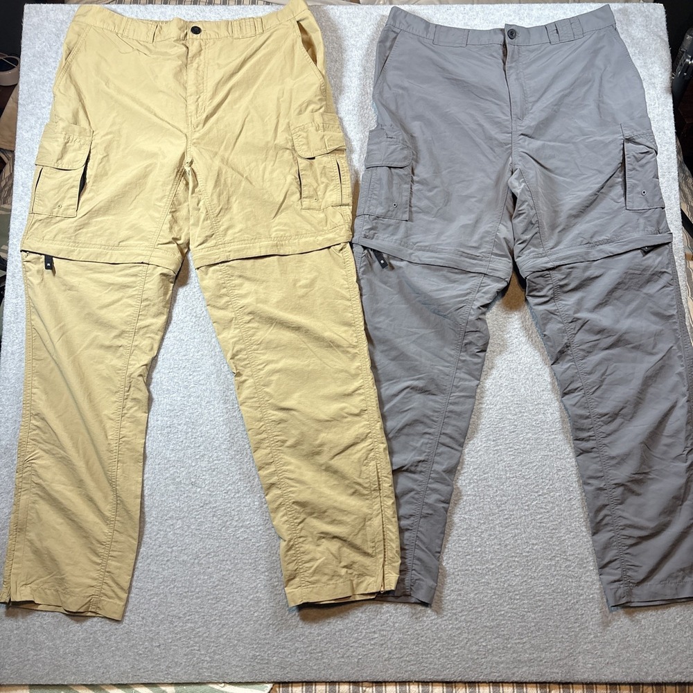 Magellan Outdoors Convertible Pants Lot Of 2 Mens L Gray & Khaki Water Repel